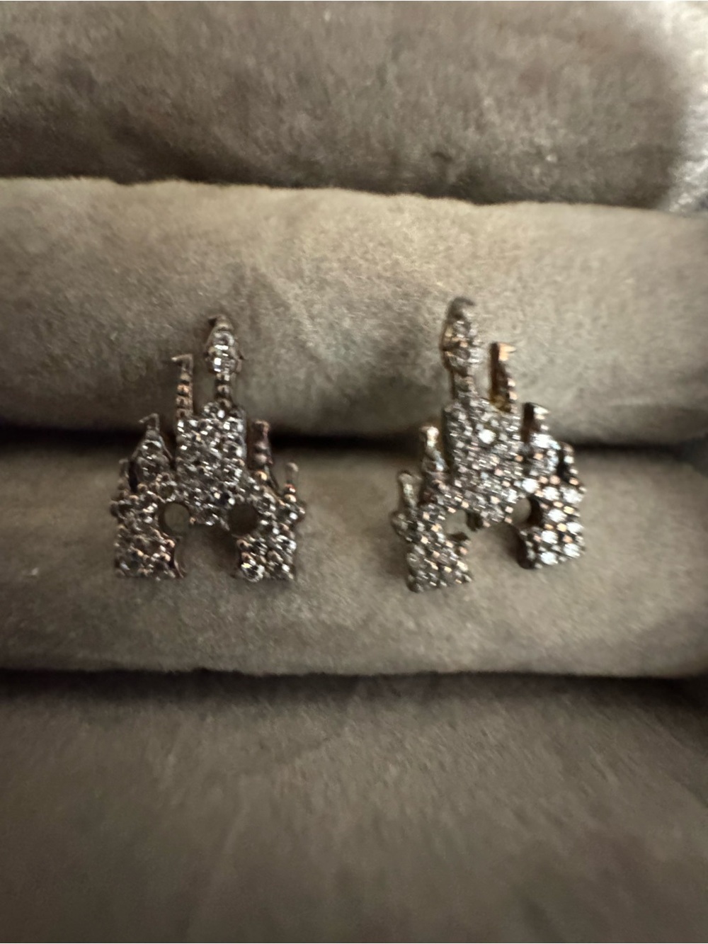 Crystal Castle Stud Earrings - Silver Sparkle
